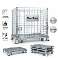 Conteneur en treillis métallique pliable Mracking, cage de stockage empilable en acier, palette pliable, prix d'usine, fournisseur