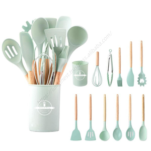 Juego de 12 utensilios de cocina al por mayor: espátulas, cucharas y utensilios perforados de silicona - Product Image 1