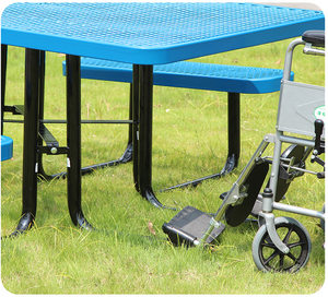 Mesa de Picnic Metálica Moderna y Resistente para Exteriores con Acceso para Sillas de Ruedas, Estructura de Acero y Bancos para Parques y Escuelas - Product Image 4