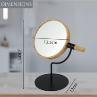Miroir de courtoisie de maquillage réglable à deux côtés à 360 degrés en bambou avec logo personnalisable coiffeuse cosmétiques personnalisés