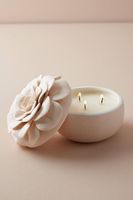 Stoples Lilin Keramik Matte Kreatif Dengan Tutup Bunga, Wadah Kosong untuk Pembuatan Lilin