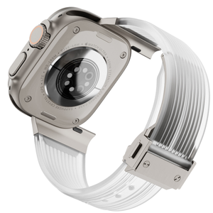 Correa de Reloj de Lujo de Silicona Líquida y Acero Inoxidable 316 para Ultra 49mm SE 44mm 42mm 38mm, Correa Transparente - Product Image 3