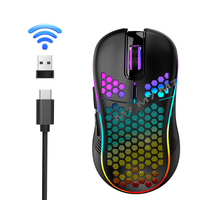 Ratón de carga con diseño de panal hueco, iluminación RGB, ratón para juegos, interfaz inalámbrica ligera para juegos con interfaz TYPE-C