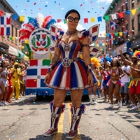 Traje de Samba de Lujo Hecho a Mano Estilo Dominicano, Sexy con Lentejuelas, para Espectáculos de Carnaval, Atuendo de Showgirl, Fabricación Profesional Personalizada