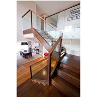 CBMMart-Escaliers d'intérieur droits modernes, escaliers flottants, marches en bois, garde-corps en verre avec lumières LED pour villa