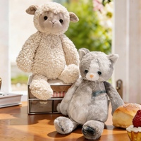 Peluche douce et moelleuse en forme de chat ou de mouton, adorable animal en peluche assis pour enfants, cadeau d'anniversaire ou décoration de chambre d'enfant