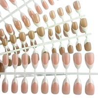 Plaques d'ongles en PMMA bicolores préconçues et personnalisées, à injection, style français, couvrantes, forme amande, taille complète pour doigts, 30 pièces/sac