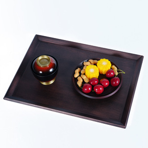 Double-sword round non-slip <b>tray</b>, imitation mahogany Japanese <b>tray</b>, dessert <b>tray</b>, <b>tea</b> <b>tray</b>, sushi <b>tray</b>, sukiyaki, Japanese and - Product Image 3