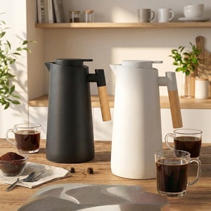 Carafe à café <span class=keywords><strong>isotherme</strong></span> moderne avec poignée en <span class=keywords><strong>bois</strong></span> et couvercle, <span class=keywords><strong>pichet</strong></span> thermique en verre de 1 L pour la maison, la cuisine et le bureau - Product Image 3