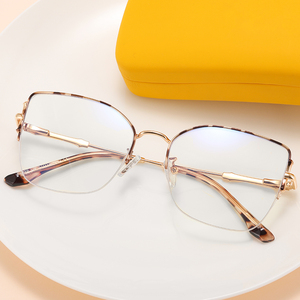 <span class=keywords><strong>Gafas</strong></span> MS 82059, Nuevo Diseño <span class=keywords><strong>2022</strong></span>, Montura Metálica <span class=keywords><strong>de</strong></span> Media Montura para <span class=keywords><strong>Mujer</strong></span>, Estilo Moderno, Sin Maquillaje, Protección Contra Luz Azul - Product Image 2