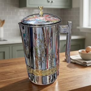 Stainless Steel Water Jug With Lid Classic Floral Design Reusable Drink Dispenser Bar <b>Accessories</b> - Product Image 6