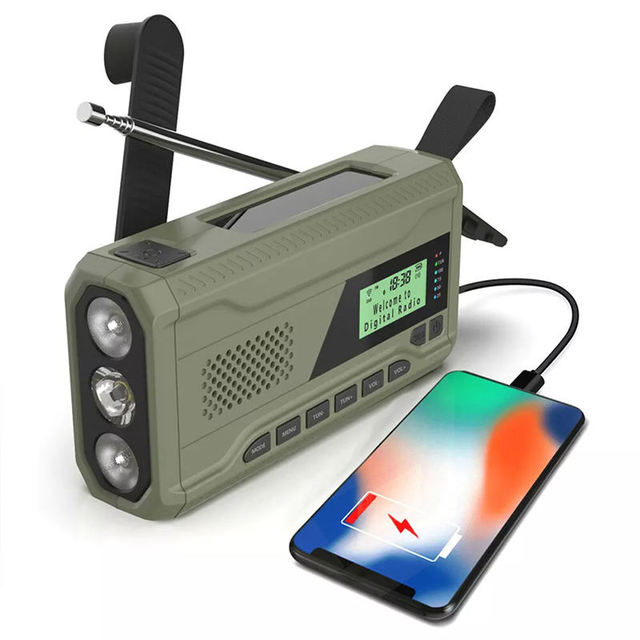 Digital Factory Multifunction DAB FM Radio with Solar Hand Crank Power LCD Display Radio Portable and BT Speaker Outdoor