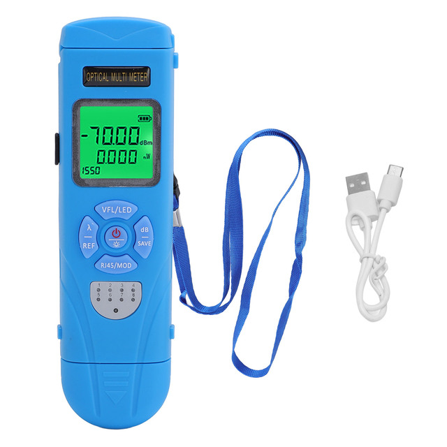 Fiber Optic Tester -70 to +10dBm OPM 850-1650nm 15KM VFL RJ45 Testing Rechargeable Fiber Tester with LED Light