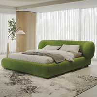 Elegantes Neues Designer-Stoffbettgestell im Creme-Stil, Kingsize-Bett für den Heimgebrauch, Hochwertiges Luxuriöses Gepolstertes Bettset