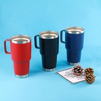 Vaso Térmico Personalizado de 30 oz con Asa, Taza de Viaje de Acero Inoxidable, Aislamiento al Vacío con Tapa Hermética, Botella de Agua para Exteriores