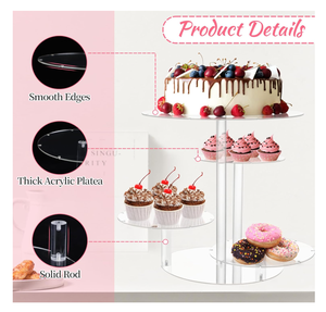 Nhà máy bán buôn và tùy chỉnh lớn cupcake đứng Vòng tráng miệng tháp cây bốn tầng Acrylic bánh đứng - Product Image 3