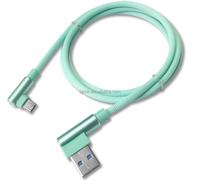 Câble USB-A/Micro/Type-C BJC en nylon tressé de haute qualité avec connecteurs en cuivre étamé à angle droit, chargeur rapide à 90 degrés pour ordinateur