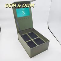 Boîte de présentation de caviar en forme de livre en carton écologique de luxe noir personnalisée avec écran LCD
