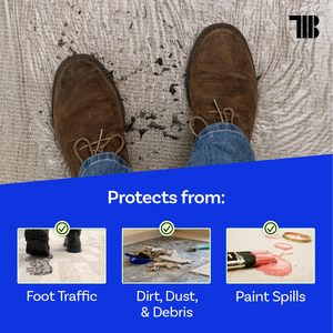 <span class=keywords><strong>Film</strong></span> de protection souple en polyéthylène TapeManBlue pour tapis, rouleau de 36 po x 200 pi, auto-adhésif, usage artisanal, durable, retrait facile, déroulage facile - Product Image 3