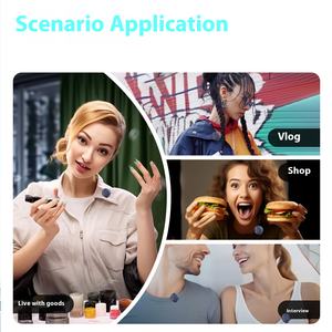 Microfone de Lapela Sem Fio Duplo com Redução de Ruído de Áudio e Padrão Omnidirecional para Gravação de Vídeo e Transmissão ao Vivo - Product Image 4