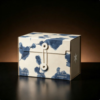 Boîte cadeau en papier rigide de luxe avec logo personnalisé, enveloppe à rabat, fermeture à cordon et bouton, impression avec laminage mat, emballage pour thé
