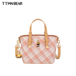 Bolso de mano con tirantes anchos a cuadros para mujer, bandolera con estampado de personaje de dibujos animados - Product Image 1