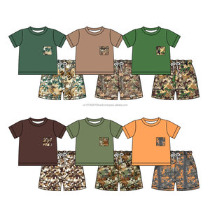 Preventa al por mayor: Conjuntos de verano para niños con estampado de camuflaje, MOQ 5, para hermanos pequeños, ropa nueva de seda de leche, precio de fábrica. - Product Image 6