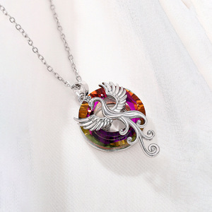 Collana con ciondolo a forma di fenice colorata per donna, gioielli di moda in stile cinese - Product Image 6