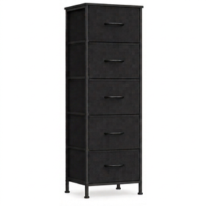 Commode à 5 tiroirs en tissu avec métal noir - Product Image 1