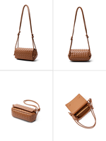 Sac à bandoulière carré en cuir véritable tressé pour femme, nouveau modèle polyvalent et décontracté