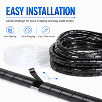 Tubo Espiral de Polietileno para Cables, Protector de Cables Flexible, Funda para Gestión de Cables para Hogar, Oficina, Automoción e Industria