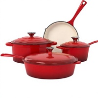 Ensemble de casseroles en fonte émaillée pour induction, 7 pièces, compatible four, sans PFAS