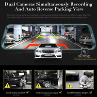 Dash Cam 1080P Mirror 2020 Nuevo 10 "Full HD Touch Streaming Dual Lens Rearview Night Vision para coche Dvr Camera Factory Dashcam