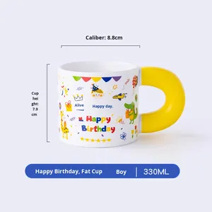 Taza de Cerámica con Diseño de <span class=keywords><strong>Cumpleaños</strong></span> para Niños, Taza Infantil de Dibujos Animados, Regalo Personalizable para Jardín de Niños y Festividades - Product Image 5