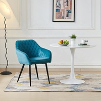 Usine directe moderne nordique luxe bleu marron confortable fauteuil rembourré chaise de salle à manger en velours pour Restaurant café