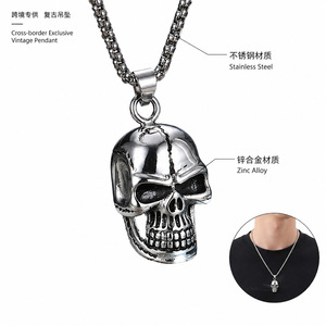 Pendentif Crâne Creux pour Homme, Collier en Acier Inoxydable, Masque Rétro, Bijou Tendance, Chaîne en Alliage de Zinc - Product Image 2