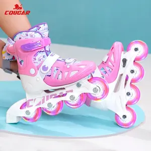 New Kids Skates Patinage Patines 4 Ruedas Adjustable Illuminate Wheels Flashing Roller Inline Skates For Boys Girls Toddler