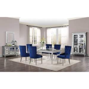 DB <b>Blue</b> and Antique Platinum Tufted Side <b>Chair</b> for Dining - Product Image 5