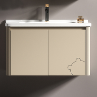 Ensemble de meuble-lavabo de salle de bain moderne de luxe mural en aluminium aéronautique avec miroir LED intelligent et comptoir en céramique, pour salle à manger