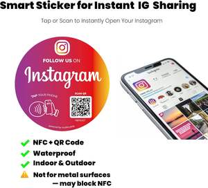 สติกเกอร์ติดรหัส <span class=keywords><strong>QR</strong></span> สื่อสังคมออนไลน์ NFC กันน้ำในร่ม/กลางแจ้งคุณสมบัติการติดตามการสแกนช่วยเพิ่มผู้ติดตามไม่มีแอป/ ค่าธรรมเนียมการเข้าถึง NFC - Product Image 2