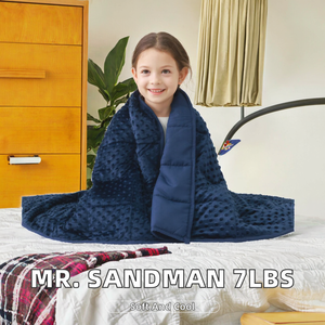 Coperta ponderata Sandman in microfibra trapuntata, traspirante, morbida e rinfrescante, per scuola e casa, blu navy - Product Image 2