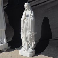 Église religieuse grandeur nature sculpture à la main pierre blanc marbre Vierge Marie Statues catholique pour jardin