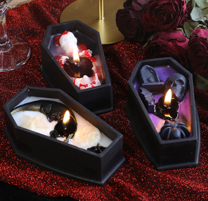 เทียนตกแต่งโลงศพฮาโลวีนแบบทำมือ-เทียนหอมรูปแวมไพร์พร้อมหัวกะโหลกและหลุมฝังศพที่สมบูรณ์แบบสำหรับวันฮาโลวีน - Product Image 2