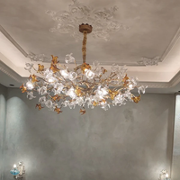 Lustre branche avec verre de fleur artistique pour salle à manger salon et îlot de cuisine