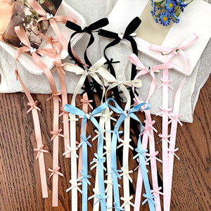 Fermaglio per capelli fatto a mano con nastro lungo in cristallo stile dolce, ispirato al balletto, con piccolo fiocco, accessorio per capelli da donna, regalo femminile - Product Image 4