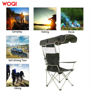 Silla Plegable para Exteriores Woqi con Toldo, 123x58x91 cm, Marco de Aluminio, Tela Oxford, Silla de Jardín y Camping - Product Image 5