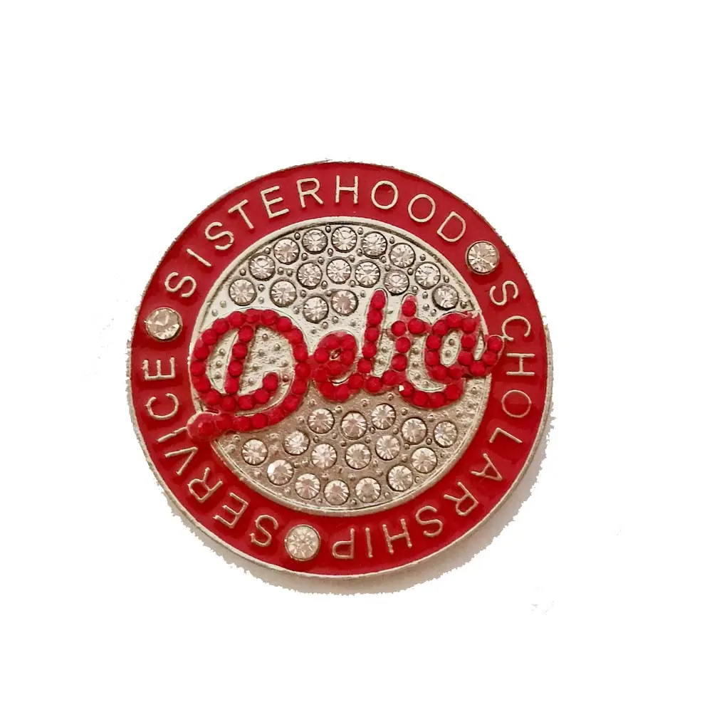 Red Delta Sorority SCHOLARSHIP SERVICE SISTERHOOD Brooch Jewelry pins