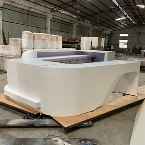 In America di Stile di Disegno Rotondo S Forma di <span class=keywords><strong>Pietra</strong></span> Bianco Reception <span class=keywords><strong>Salone</strong></span> di Bellezza <span class=keywords><strong>con</strong></span> Logo LED - Product Image 3