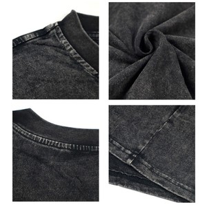 Camisetas de lavado ácido para hombre 100% algodón de peso pesado con logotipo personalizado, camisetas de lavado ácido gráficas con impresión digital de cuello redondo para hombre - Product Image 4