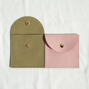 Pochette à bijoux en microfibre 8x8cm avec fermeture à pression pour emballage de boucles d'oreilles - Product Image 3